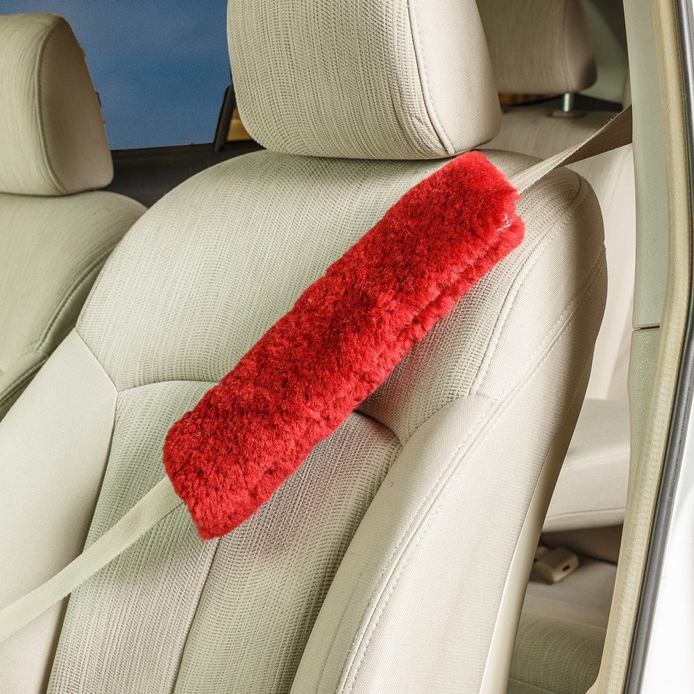 4 Pack Faux Sheepskin Car Seat Belt Shoulder Pads – Comfortable Cushion Covers