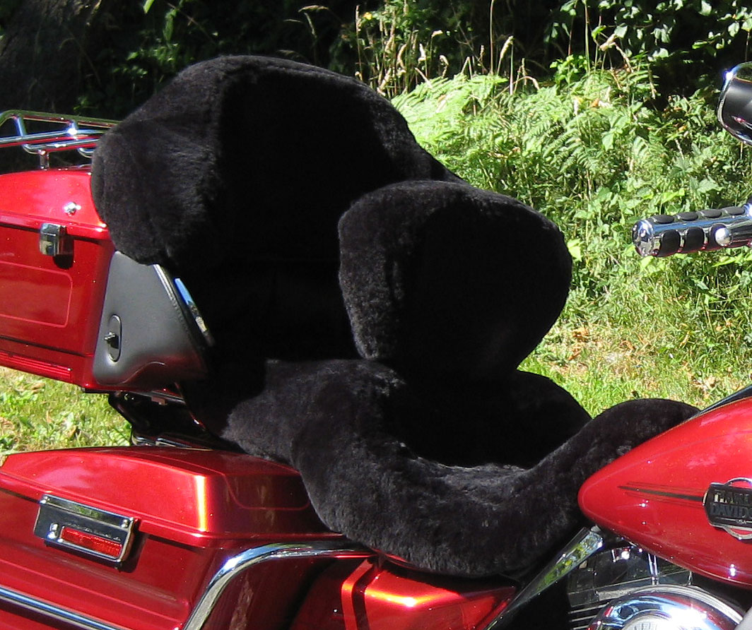 Sheepskin Motorcycle Seat Covers Black