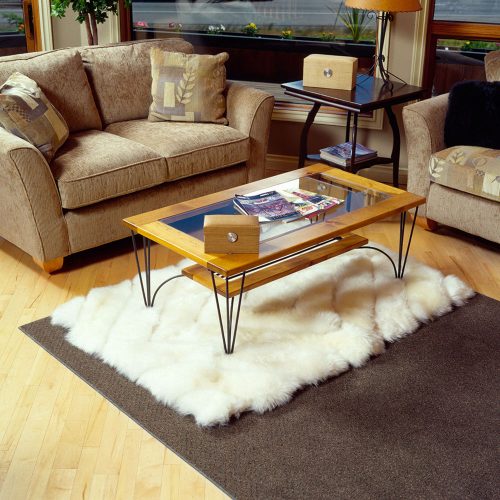 Designer white sheepskin rug