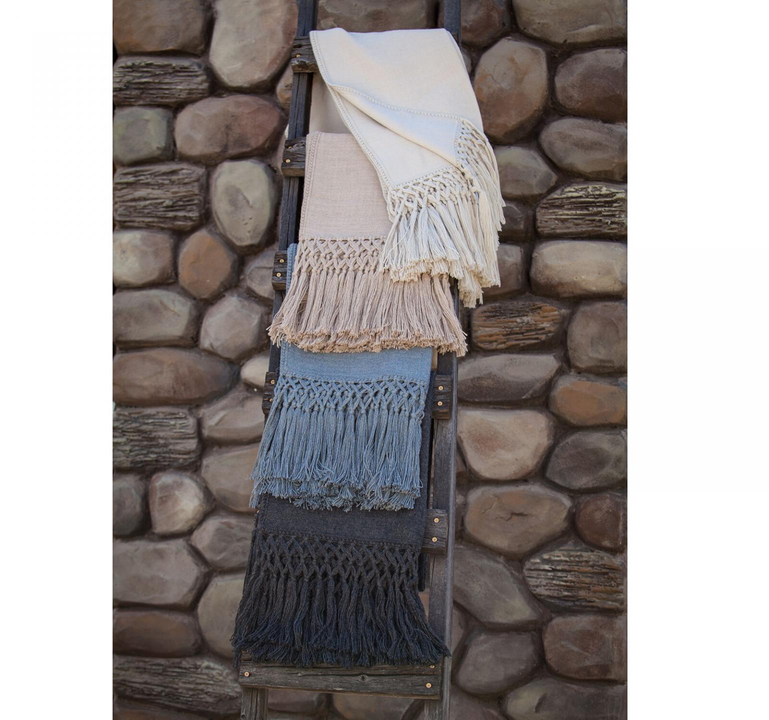 FIBRE by AUSKIN Cool Charcoal Fringed Alpaca Throw Ultimate Sheepskin