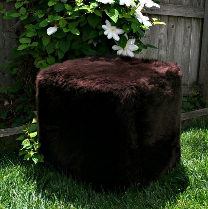 Sheepskin Cube Chair Brown
