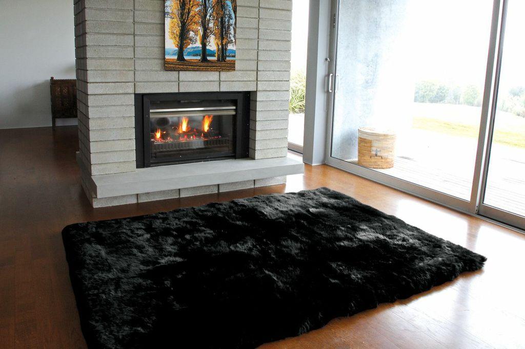genuine sheepskin rug Double Black 