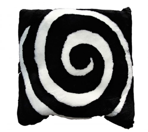 Black White Shearling Design Pillow Boa
