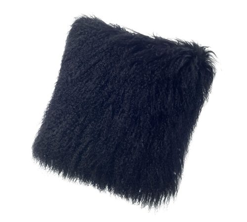 Tibetan Lambskin Curly Fur throw pillows black