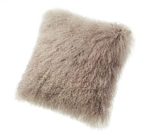 Tibetan Lambskin Curly Fur throw pillow tan