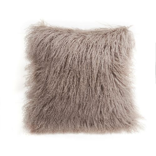 Tibetan Lambskin 20" Cushion Tan Birtch