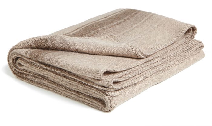 Taupe Striped Woven Baby Alpaca Throw