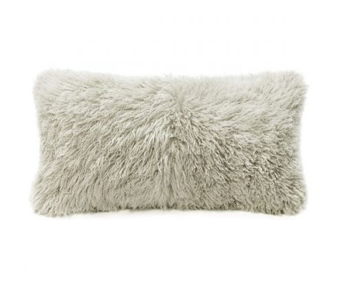 Curly Fur Sheepskin Pillow Bamboo Beige