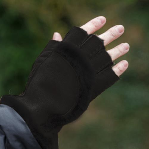 Black Fingertip Sheepskin Gloves