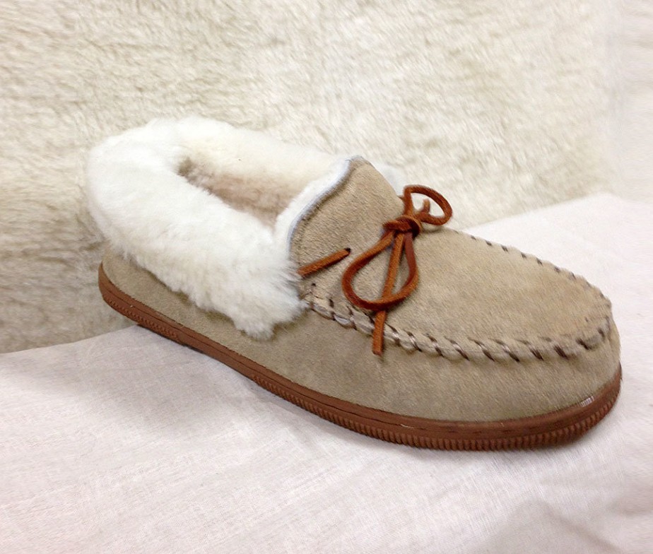 Sheepskin Roll Cuff Moccasin Slippers for Men or Women | Ultimate Sheepskin