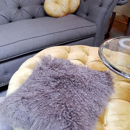 Lupine Purple Mongolian Tibetan sheepskin fur Pillow / Cushion