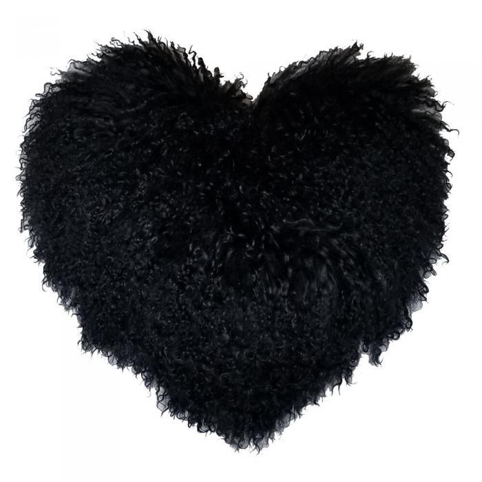 Heart Shaped Black Fur Pillow
