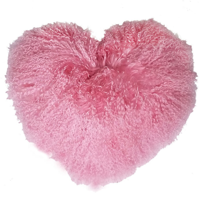 Pink Heart Shaped Fur Pillow