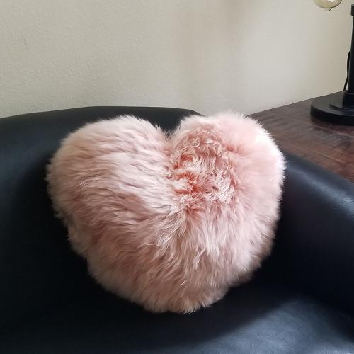 Heart Shaped Pink Fur Pillow