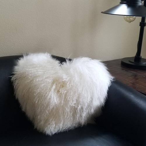 Heart Shaped White Fur Pillow