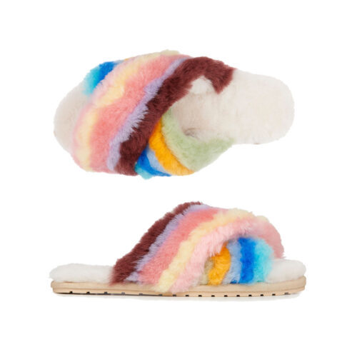 Mayberry sheepskin slippers rainbow