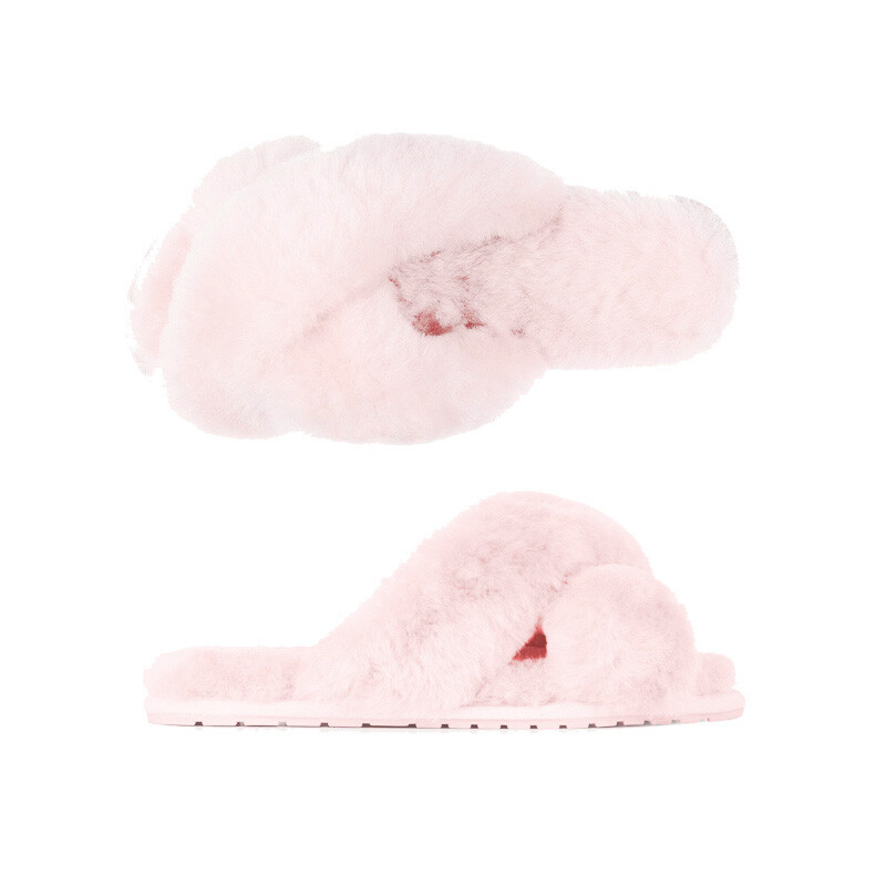 Pink Fur Slippers Real Fur Slippers Fluffy Slippers Winter 