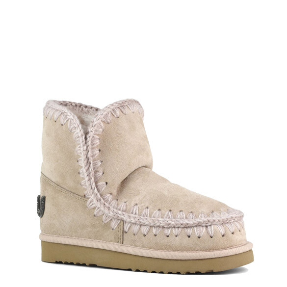 MOU 18 Shearling Ankle Boot in Rose Beige with Glitter | Ultimate Sheepskin