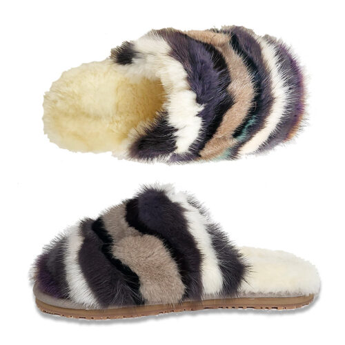 Mink Striped Sheepskin Slippers