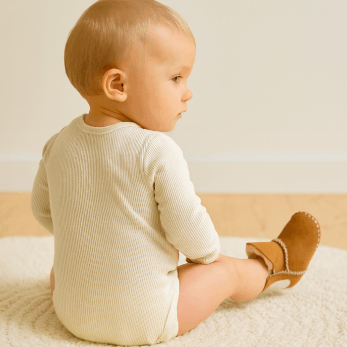Star Sheepskin Baby Booties with EZ Back Heel Closure